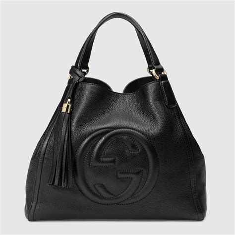 gucci soho black leather chain-strap tote|Gucci soho tote bag medium.